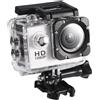 Mediawave Store Fotocamera Videocamera Action Cam Full HD 1080P Sportiva Subacquea 30mt con Kit Grigio
