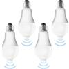 Leikurvo Confezione da 4 lampadine LED E27 con sensore di movimento: lampada PIR 15 W bianco freddo 6500 K, sensore di luce, risparmio energetico per corridoio, garage, scale, balcone