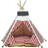 GIBZ Tenda Teepee per Animali Domestici Rimovibile e Lavabile Letto per Cani/Gatti Tenda da Gioco per Animali Domestici con Cuscino Rosso L