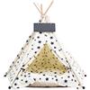 GIBZ Tenda Teepee per Animali Domestici Rimovibile e Lavabile Letto per Cani/Gatti Tenda da Gioco per Animali Domestici con Cuscino Beige L