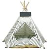 GIBZ Tenda Teepee per Animali Domestici Rimovibile e Lavabile Letto per Cani/Gatti Tenda da Gioco per Animali Domestici con Cuscino Grigio L
