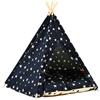 GIBZ Tenda Teepee per Animali Domestici Rimovibile e Lavabile Letto per Cani/Gatti Tenda da Gioco per Animali Domestici con Cuscino Blu Navy L