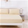 Jemiipee Lenzuola con Angoli in Tinta Unita, Letto Francese 140x200 cm - Lenzuola Sotto con Angoli Transpirante e Lavabile in Microfibra Morbida, Beige
