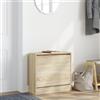 Gecheer Scarpiera Rovere Sonoma,Scarpiera con Ante a Ribalta,Porta Scarpe a Ribalta,Mobile Porta Scarpe Scarpiera Salvaspazio Slim,Scarpiera Ingresso,Scarpiera Portascarpe in Legno,60x21x57 cm