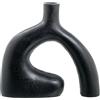 DRW Vaso da tavolo in alluminio nero ruvido 25x7x26 cm