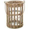 DRW Portacandele in vetro con corda in trasparente e naturale, 15 x 15 x 22 cm