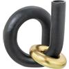 DRW Vaso da tavolo in alluminio nero con anello dorato 20x17x22 cm
