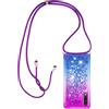 Paekear Custodia per Cellulare con Corda per Samsung Galaxy A7 2018 / A750 Case, Liquido Sabbie Mobili Bumper TPU Cover con Collana Practical Stylish/Necklace Cordoncino Cordino Tracolla, Viola & Blu