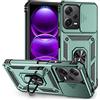 SEAHAI Cover per Xiaomi Redmi Note 12 PRO 5G, Scorrevole [Protezione Fotocamera] Militare Antiurto Silicone Custodia, con 360° Anello Supporto Kickstand Rugged PC + TPU Bumper Case - Verde