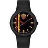 PRESTIGE & DELUXE Orologio da polso unisex Lowell Man Roma Giallorossi Cinturino Nero - Quadrante 43 mm Nero + portachiave calcio