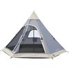 Skandika Tenda da campeggio indiana Tipi | per 4-6 persone, altezza 2-3 m, pavimento cucito, colonna d'acqua 3000 mm, UV 50+ (335 Protect (grigio/beige))