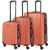 ITACA - Set valigie - Set Valigie Rigide Offerte. Valigia Grande Rigida, Valigia Media Rigida e Bagaglio a Mano. Set di Valigie con Lucchetto Combinazione TSA, Corallo-Antracite