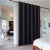 PONY DANCE 1 Pezzo Tenda Divisoria per Interni - Tende Termiche Isolanti Tenda Oscurante ad Anelli Tenda Camera da Letto Tende Moderne per Soggiorno, L 304 x A 243 cm, Nero