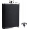 JOCXZI Fiaschetta con Imbuto Mini Fiaschetta Whisky in Acciaio Inox,Fiaschetta Portatile,Argento+Nero,Tascabile Fiaschetta Portatile per liquori da Uomo per Liquori Vari per Barbecue/Bar/Feste,8oz
