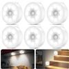 daphomeu 6 pezzi Luce notturna con sensore di movimento, 3 batterie AAA, illuminazione dell'armadio, sensore di movimento de interno per scale, camera da letto, cucina, sottopensile .(Bianco freddo)