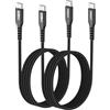 SUNGUY Cavo USB C corto, 2 x 1.5m USB C a USB C Cavo, 60W Ricarica Rapida USB Type C Cavetto compatibile con iPhone 15 Pro/Pro Max, MacBook Pro, iPad Pro 2020, Oneplus 9/10/Nord, Samsung S24-Nero