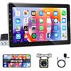 Rimoody Android Autoradio 1 Din con Navi GPS WiFi Bluetooth Vivavoce 10.1 Pollice Touchscreen Autoradio con Mirror Link Bluetooth FM/RDS/USB/DAB+/OBD2/DVR/Controllo del Volante Telecamera Posteriore Microfono