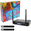 Sinextesis Radiomicrofono wireless VHF Due Canali - Doppio Palmare per karaoke domestico, riunioni, feste, ecc. Portata massima 40 mt. (XT402-2P_176)