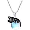 Vadmans Gatto Nero Collana in Argento Sterling Ciondolo di Pietra di Luna Gioielli per Donne Amanti dei Gatti Regali