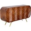 DRW Credenza con 4 Ante in Legno e Gambe in Metallo Naturale e Oro 152 x 42 x 81 cm, Tela e PS, Multicolore, Medidas: 120x5x120 cm