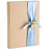 Mareli Album Fotografico Nacita con Diario 23X30 Cm 56 Pagine Bianche e 4 Pagine Diario Personalizzabili Pagine in Cartoncino Spesso e Resistente Intervallate da Pergamino, tessuto lino con fiocco celeste