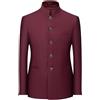 HARBINGG Blazer Casual da Uomo, con Colletto alla Coreana, Foderato, Sportivo, da Lavoro, per Il Tempo Libero, per Matrimoni, Feste, Balli, Bordeaux XXL
