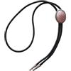 JEAN'S FRIEND Vintage Silver Plated Handcraft Nature Lotus Rose Quartz Stone Oval Bolo Tie Cravatta