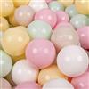 KiddyMoon 50 Palline/7Cm Palline Morbide Colorate Per Piscina Bambini Fatto In EU, Beige Pastello/Giallo Pastello/Bianco/Menta/Rosa Chiaro