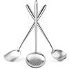 Yosukata Set di 3 utensili da cucina in acciaio inox 304 con spatola wok e mestolo da 43,2 cm, set di utensili da cucina in acciaio inox, lavabili in lavastoviglie, utensili da cucina