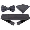 TigerTie, farfallino + fazzoletto, 100% pura seta Anthrazit Taglia unica