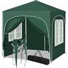 WOLTU Gazebo Pieghevole da Giardino, Gazebo Impermeabile Pop Up da 2x2m con Pannelli Laterali, Tendone da Esterno, Altezza Regolabile, Protezione UV, con Custodia, Verde