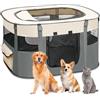 MeYuxg Recinto per Cani da Interno Pieghevole, Recinto per Cuccioli Grigio 110 x 85 x 58 cm, Recinto per Gatti Traspirante, Portatile Box per Cani da Interno, Recinto per Animali pour Gatti, Cani, Conigli
