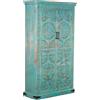 DRW Armadio con 2 Ante Decorate in Legno Stile Etnico Orientale con Mandala in Blu 100x40x180 cm, Tessuto, Beige, Medidas: 88.5x72x102.5 cm