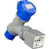 ELETTROWATT - Adattatore Sdoppiatore Industriale Spina CEE IP44, 1 Presa CEE IP44 e 1 Presa Civile Standard Tedesco Schuko