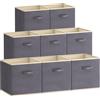 Lifewit Set di 8 Cubi Portaoggetti Pieghevoli, Cesti Portaoggetti in Tessuto, Scatole Portaoggetti con Manici, Scatole per Armadio, Vestiti, Giocattoli, 33 x 38 x 33 cm, 42 L, Grigio