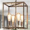 Qcyuui Lampadario Industriale a Lanterna 4 Luci, Bronzo Antico | Catena regolabile 120 cm, attacchi E27 e supporto per soffitti inclinati, ideale per cucina, sala da pranzo e ingresso