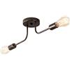 Plfann Industriale Semi Flush Mount soffitto 2 luci con metallo regolabile ramificato Vintage plafoniera E27 titolare nero laccato per cucina sala da pranzo camera da letto （Bronzo） (lampadina non inclusa)