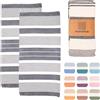 MOMOMUS Telo Mare Grande, 2 Fouta XL, 90 x 180 cm, 100% Cotone, Grigio | Telo mare cotone leggero: set di 2 fouta XL a righe tinte in filo, compatte, 90 x 180 cm, con frange rifinite a mano