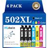 HL4win 502XL Multipack Compatibile con Epson 502XL Cartucce d'inchiostro per Workforce WF-2860 WF-2865 WF-2880 WF-2885 Expression Home XP-5100 XP-5105 XP-5150 XP-5155 (6 Pack)