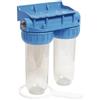 AQUAWATER - 104509 - Stazione filtro doppia nuda con chiave di sblocco - Misura standard 10 - Attacco F20/27 (F3/4), Grigio