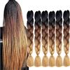 Shangxiu treccine africane extension marrone 6 Pack Ombre Jumbo treccia capelli extensions 24 pollici Extension Capelli Treccine sintetici per treccia (nero-marrone scuro-marrone chiaro)