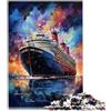 AITEXI Puzzle La psichedelia colorata del Titanic, 500 pezzi, regalo per adulti, puzzle in legno con parti completamente intrecciate e a forma casuale (38 x 52 cm)