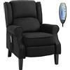 HOMCOM Poltrona Relax Massaggiante Reclinabile con Telecomando e Rivestimento Scamosciato, 78x83x101cm, Nero