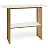 GIANTEX Tavolo Consolle da Divano in Acciaio con Motivo a Forma di Marmo, Tavolo da Ingresso con 2 Ripiani, Salvaspazio e Superficie Liscia per Soggiorno, Salotto, Ingresso, 120 x 29,5 x 93 cm