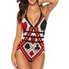 Generic Costume da Bagno Intero da Donna Libraio Rosso Swimsuit Scollo A V Spalline Regolabili Bikini