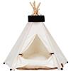 GIBZ Tenda Teepee per Animali Domestici Rimovibile e Lavabile Letto per Cani/Gatti Tenda da Gioco per Animali Domestici con Cuscino Bianco M
