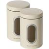 ECHTWERK Elegante set di 2 barattoli - crema, contenitori per la conservazione di farina/zucchero/cereali/tè, barattolo in metallo con coperchio ermetico e ampia finestra di visualizzazione