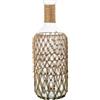 DRW Vaso bottiglia di vetro con corda in trasparente e naturale 19x19x54 cm