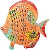 DRW Figura portacandele di un pesce di ferro in arancione 49x13x50 cm