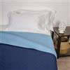 Corredocasa Trapuntino Copriletto Singolo, Made in Italy - Trapuntato Doubleface Mezza Stagione, Coperta Bicolore Primaverile in Morbida Microfibra (Blu/Azzurro)